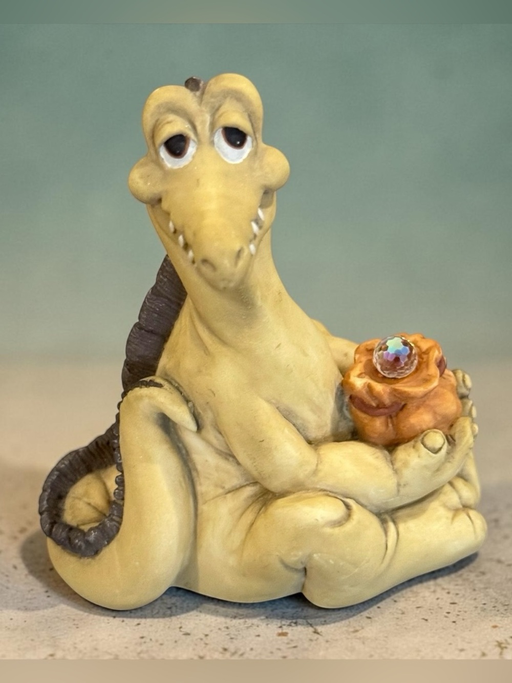 Krystonia Stoope Dragon Figurine #1102 Made In England Fantasy Crystal Orb Vtg